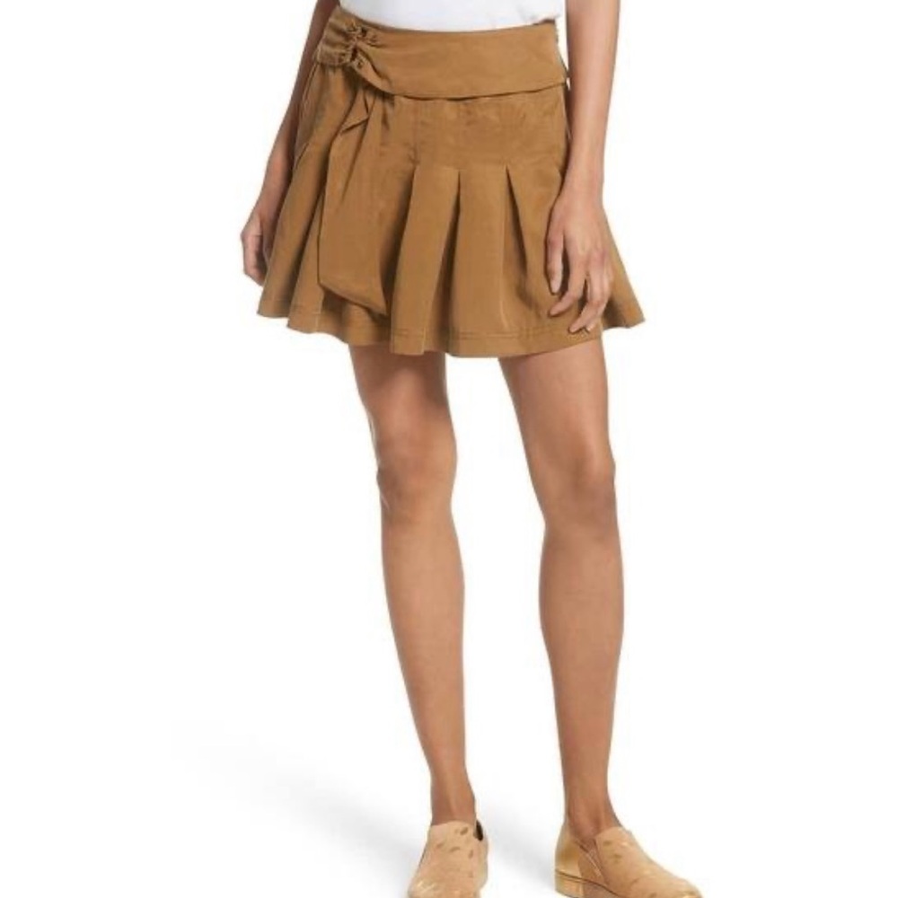 Free People Brown Wrap Mini Skirt
